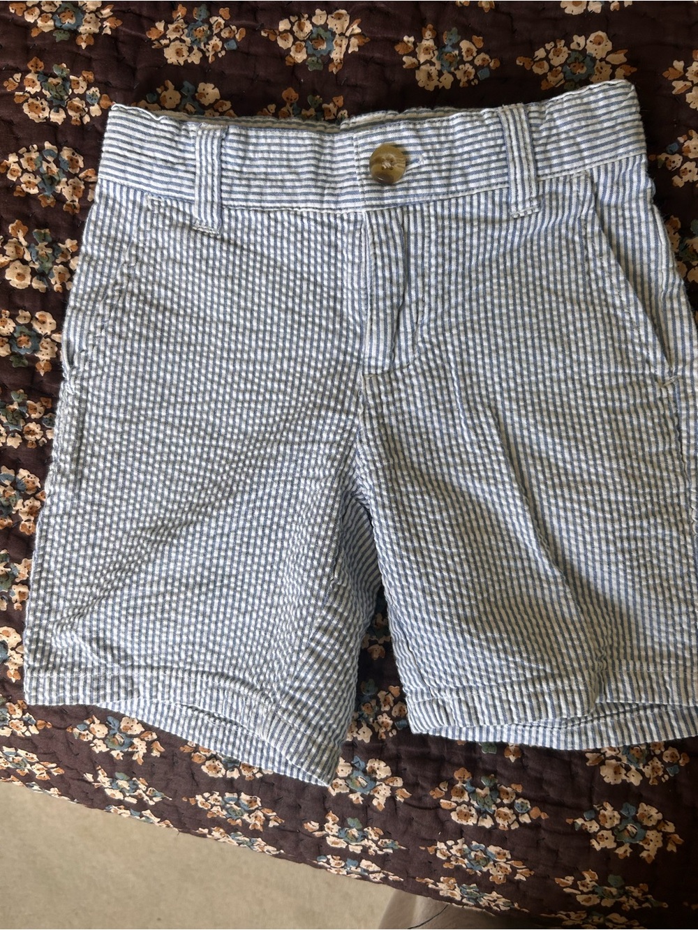 Janie and Jack Light Blue & White Seersucker Shorts